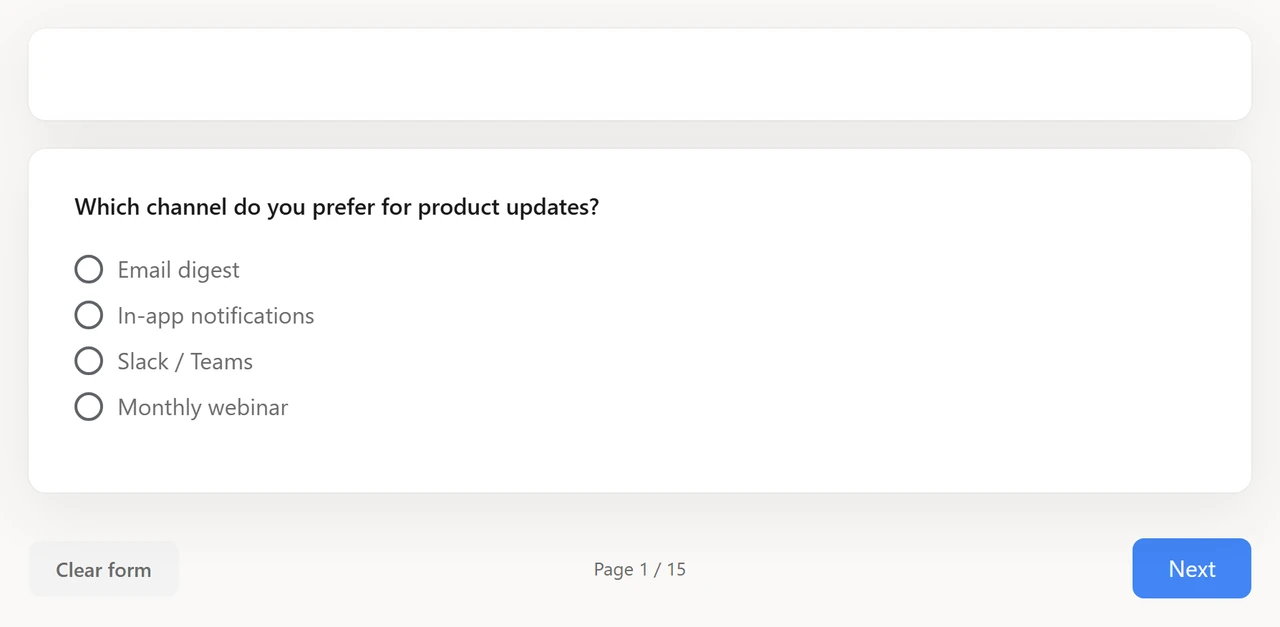 Multiple choice question preview